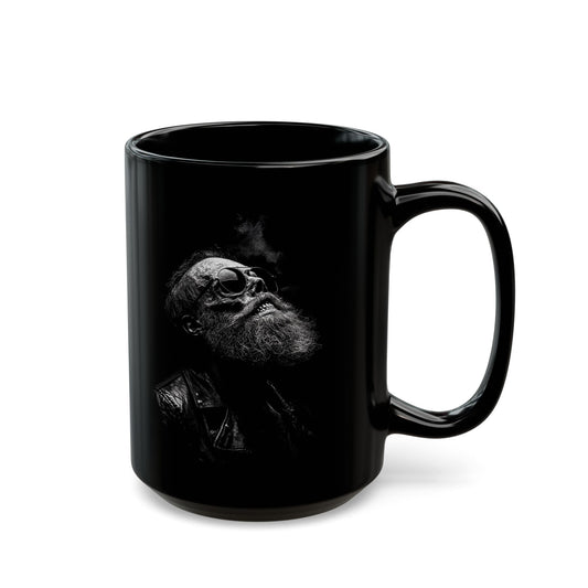 Black Mug — Bearded Skull Portrait Coffee Mug (15oz)
