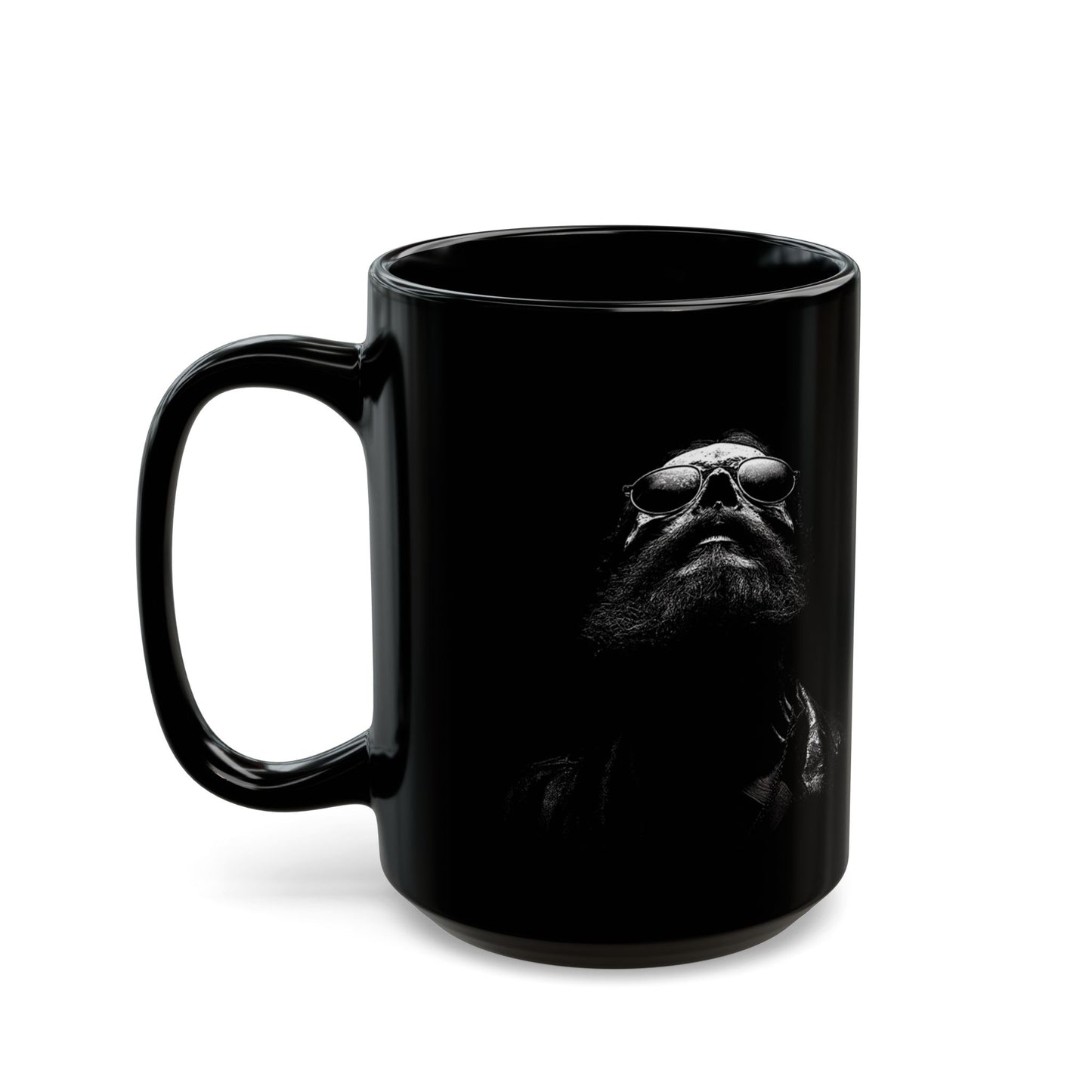 Black Mug — Bearded Skull Portrait Coffee Mug (15oz)